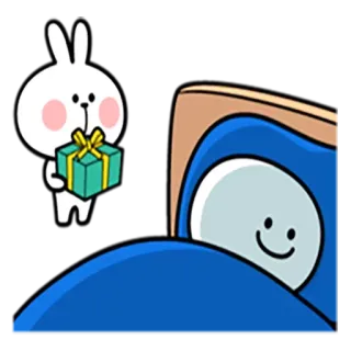 😴 fa9783ff królik, kreskówka, prezent, łóżko, słodki telegram sticker