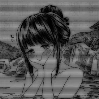 ⚓️ 0e26c973 むに Anime, Manga, Dziewczyna, Kąpiel, Gorące źródła, Słodkie telegram sticker