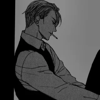 ⚓️ 3091643b Palenie, Mężczyzna, Anime, Postać, Papieros, Siedzący telegram sticker