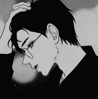 ⚓️ 79851108 mężczyzna, anime, okulary, portret, kreskówka telegram sticker