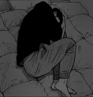 ⚓️ 9a747e17 smutny, przygnębiony, samotny, płacz, łóżko, bezsenność, manga telegram sticker