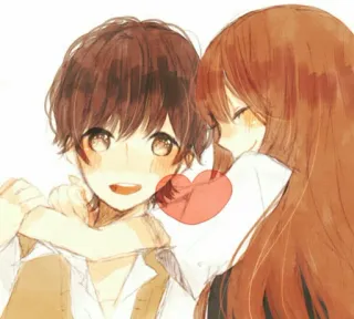 ❤ 0645e18b anime, couple, romance, heart, girl, boy telegram sticker