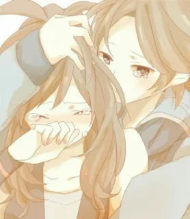 ❤ 20b4c048 anime, crying, sad, couple, emotional, hugging telegram sticker