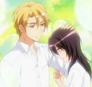 ❤ 7fe65ca9 anime, couple, romance, affection, portrait telegram sticker