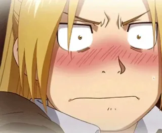 😳 b629c26b Edward Elric Fullmetal Alchemist anime, blush, embarrassed, Edward Elric, Fullmetal Alchemist telegram sticker