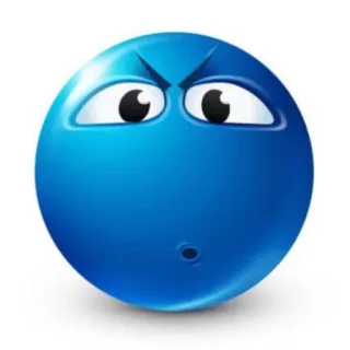 😯 1e85deac arrabbiato, blu, emoji, faccia telegram sticker