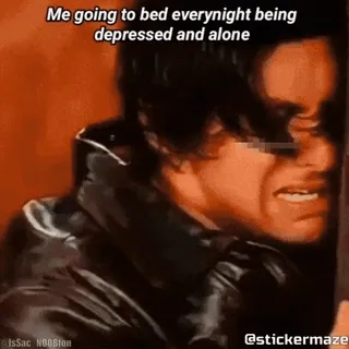 😌 6e89b9a9 Me going to bed everynight being depressed and alone депрессия, один, грустно, плачет, спать, ночь telegram sticker