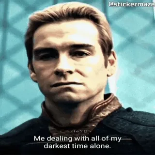 ⚖️ c1a6c174 Homelander The Boys Me dealing with all of my darkest time alone. Хоумлендер, Пацаны, супергерой, темный, один, Мем telegram sticker