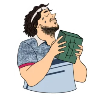 🧐 779e6111 dinheiro, ganância, dólar, rico, riqueza, pessoa, suando, desenho animado whatsapp sticker