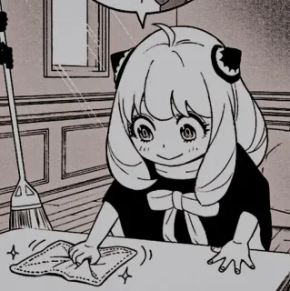 🥜 e3a56ad3 Anya Forger Spy x Family Anya, Spy x Family, anime, manga, cute, cleaning, girl whatsapp sticker