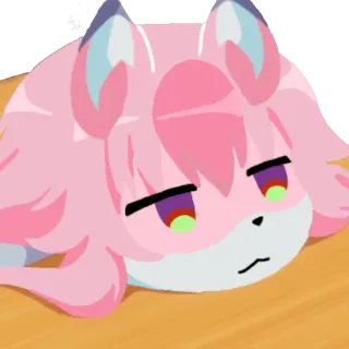 😶 0edebfaa アニメ, 猫, ピンク, キツネ, 可愛い, 眠い, 休憩 whatsapp sticker