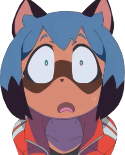 😳 ba436510 Michiru Kagemori BNA: Brand New Animal アニメ, 女の子, タヌキ, ショック, 心配, BNA whatsapp sticker