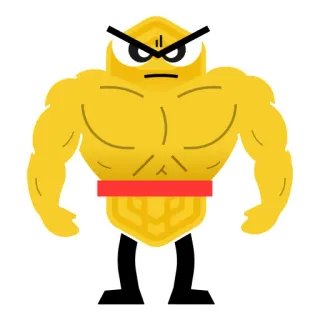 😂 6991bae4 charakter, wütend, muskulös, gelb, cartoon, lustig telegram sticker