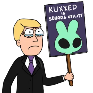 💼 a8ca5df9 KUXDED IS SQUADS UTILITY Cartoon, Protest, Bord, Personage, Huilend, Hulpprogramma, Team telegram sticker