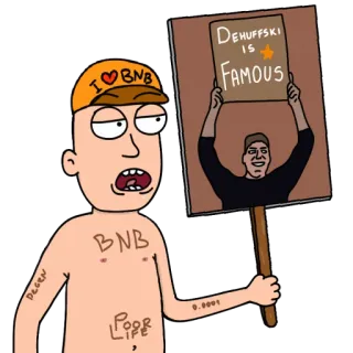 ⭐ d79e3703 I ♥ BNB
DEGEN
BNB
POOR LIFE
DEHUFFSKI IS FAMOUS
0.0001 Cartoon, Crypto, Meme, Grappig, Satire telegram sticker