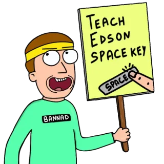 ⌨ e6d3387c TEACH EDSON SPACE KEY Protest, Grappig, Spatiebalk, Teach Edson, BANNAD telegram sticker