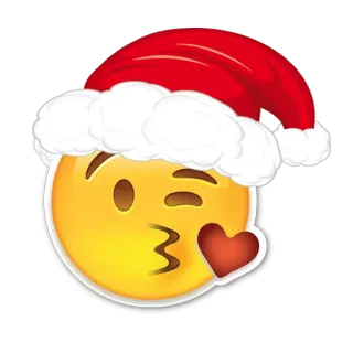 😘 49624211 Emoji, Natal, Cium, Hati, Topi Santa, Musim Dingin, Liburan, Meriah telegram sticker