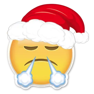 🎅 5f90ddec emoji, topi santa, dingin, musim dingin, natal, sedih, tidak bahagia telegram sticker