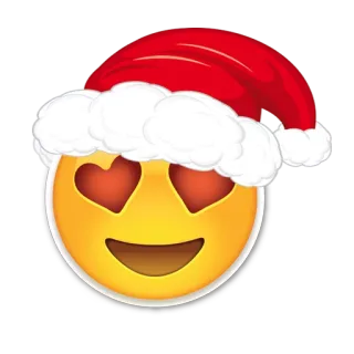 😍 834b6577 emoji, topi santa, natal, mata hati, cinta, liburan telegram sticker