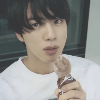 🐚 c4b60653 Jin Kpop, BTS, es krim, potret, penyanyi, selebriti telegram sticker