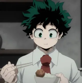 🥦 6c00550e Izuku Midoriya My Hero Academia 动漫, 角色, 吃, 食物, 绿谷出久, 我的英雄学院 telegram sticker