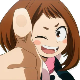 👍 4784cd46 Ochaco Uraraka My Hero Academia Аниме, Мультфильм, Персонаж, Очако Урарака, Моя геройская академия, Большой палец вверх telegram sticker
