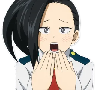 ☺️ 7ab4e352 Momo Yaoyorozu My Hero Academia Аниме, Моя геройская академия, Момо Яойорозу, в шоке, встревоженный telegram sticker