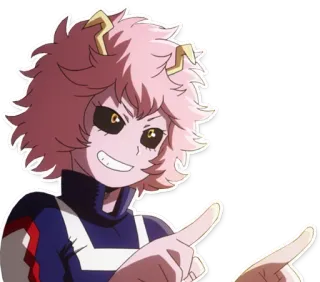 😏 94d7fd75 Mina Ashido My Hero Academia аниме, персонаж, Мина Ашидо, Моя геройская академия, розовые волосы, улыбка telegram sticker