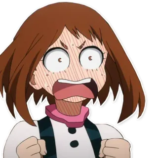 😳 dbdb9640 Ochaco Uraraka My Hero Academia Аниме, Очако Урарака, Моя геройская академия, Наклейка, Мультфильм, Персонаж telegram sticker