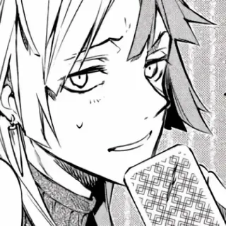 🤍 4e3c778b อนิเมะ, มังงะ, ตัวละคร, ไพ่, ยิ้มเยาะ whatsapp sticker