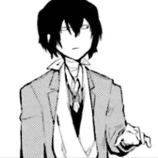 🌟 6ebbb5f8 Osamu Dazai Bungo Stray Dogs โอซามุ ดาไซ, Bungo Stray Dogs, อนิเมะ, มังงะ, ตัวละคร, โทนสีเทา whatsapp sticker