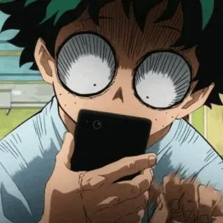 🔥 2a50f6b9 Izuku Midoriya My Hero Academia animé, My Hero Academia, Izuku Midoriya, Deku, choqué, téléphone telegram sticker