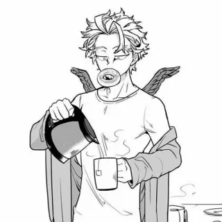 🔥 2cf7c375 Hawks My Hero Academia Hawks, My Hero Academia, Anime, Manga, Super-héros, Ailes, Donut, Café telegram sticker