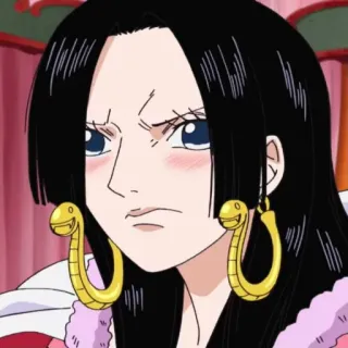 😿 9895e082 Boa Hancock One Piece Anime, Frau, Ernst, Hancock, One Piece, Schlangenohrringe telegram sticker
