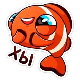 😃 0768d44b хы ikan, kartun, oranye, ikan badut, imut, stiker, mata telegram sticker