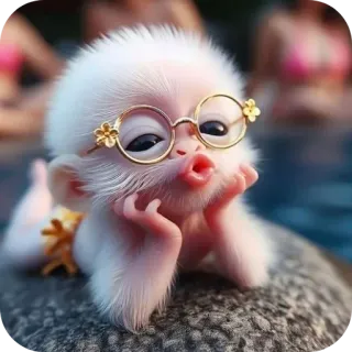 👍 7890102d mono, lindo, gafas, cría animal, fantasía, animal telegram sticker
