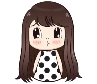 😙 3518d99d 卡通, 女孩, 可爱, 波点, 棕发, 动漫风格 telegram sticker