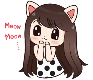 🙄 356be473 Meow Meow... 猫, 动漫, 卡哇伊, 可爱, 喵, 贴纸 telegram sticker