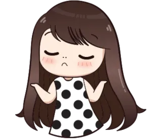😏 378b1b9a 卡通, 女孩, 耸肩, 冷漠, 可爱, 表情 telegram sticker