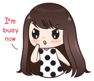 😡 40139401 I'm busy now 卡通, Q版, 忙碌, 女孩, 可爱 telegram sticker