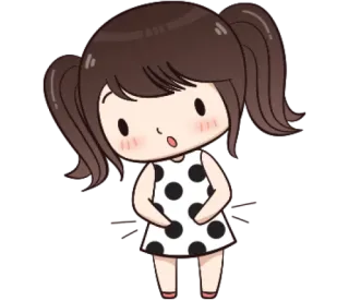 😯 56ad5cb2 女孩, 卡通, 可爱, 双马尾, 波点 telegram sticker