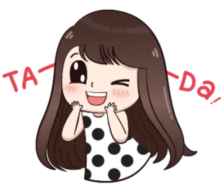😳 6a10efc2 TA-DA! 卡通, 女孩, 哒哒, 庆祝, 可爱, 快乐 telegram sticker