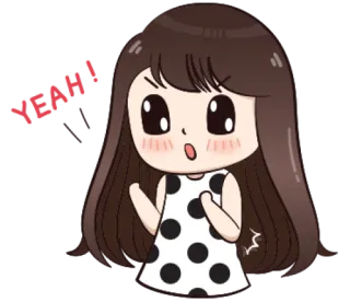 😝 ac402c5f YEAH! 卡通, 女孩, 开心, 兴奋, 庆祝, 快乐, 积极 telegram sticker
