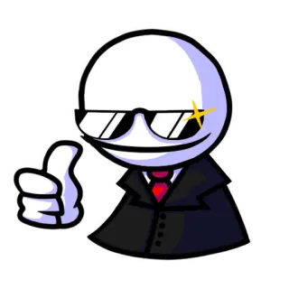 😎 945a2444 cartoon, character, suit, sunglasses, thumbs up, sticker whatsapp sticker