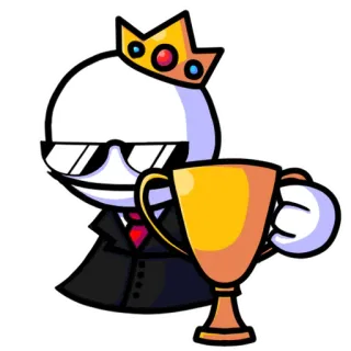 🏆 eb6a47ab cartoon, character, trophy, king, crown, winner, cool, suit, gold whatsapp sticker