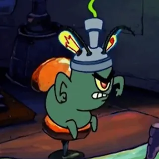🍔 9f2b8d74 Plankton SpongeBob SquarePants Bob l'éponge, Plankton, Dessin animé, Méchant, Animé telegram sticker