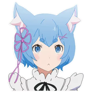 ☺️ 30488439 Rem Re:Zero レム, Re:ゼロ, アニメ, 猫耳, 可愛い, かわいい whatsapp sticker