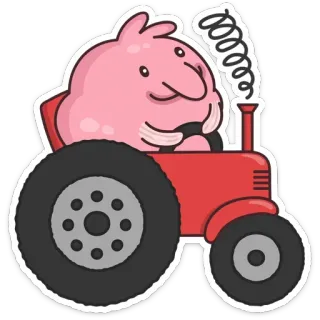 🚜 866afcd0 拖拉机, 粉色人物, 卡通, 车辆, 农场, 驾驶 telegram sticker