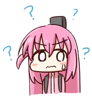 😤 6c409fee anime, verward, vraag, roze haar, schattig telegram sticker