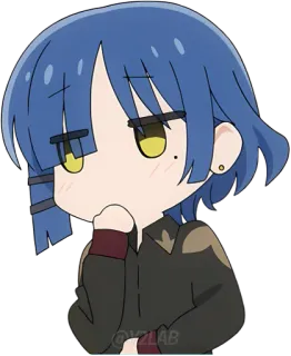 🤭 09f983ad @VZLAB Anime, Sticker, Chibi, Personaje, Pelo azul, Pensando telegram sticker